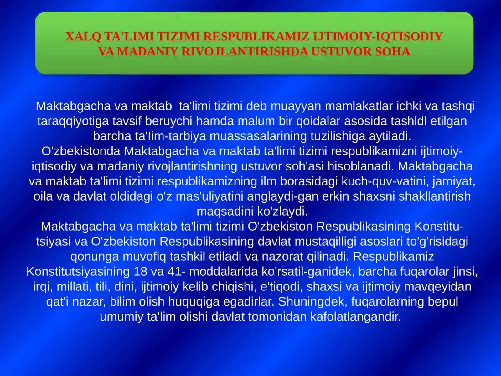O'zbekiston Respublikasida ta'lim tizimi va uning turlari. 3