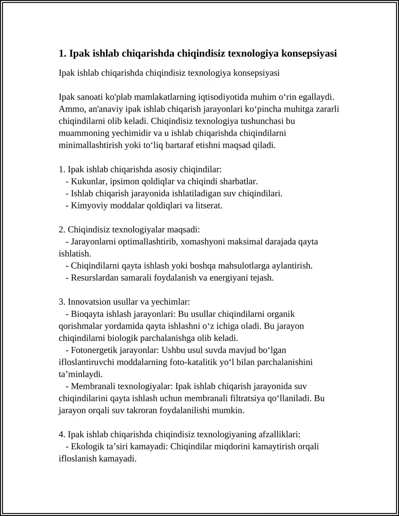 IPAK YIGIRISHDA CHIQINDISIZ TEXNALOGIYA YARATISH YOʻLLARI 3