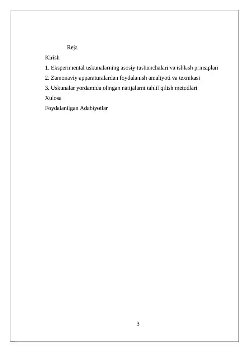 EKSPERIMENTAL TADQIQOTLARNI BAJARISHDA QO'LLANADIGAN STENDLAR, ZAMONAVIY APPARATURALAR VA BOSHQA JIHOZLARDAN FOYDALANISH 3