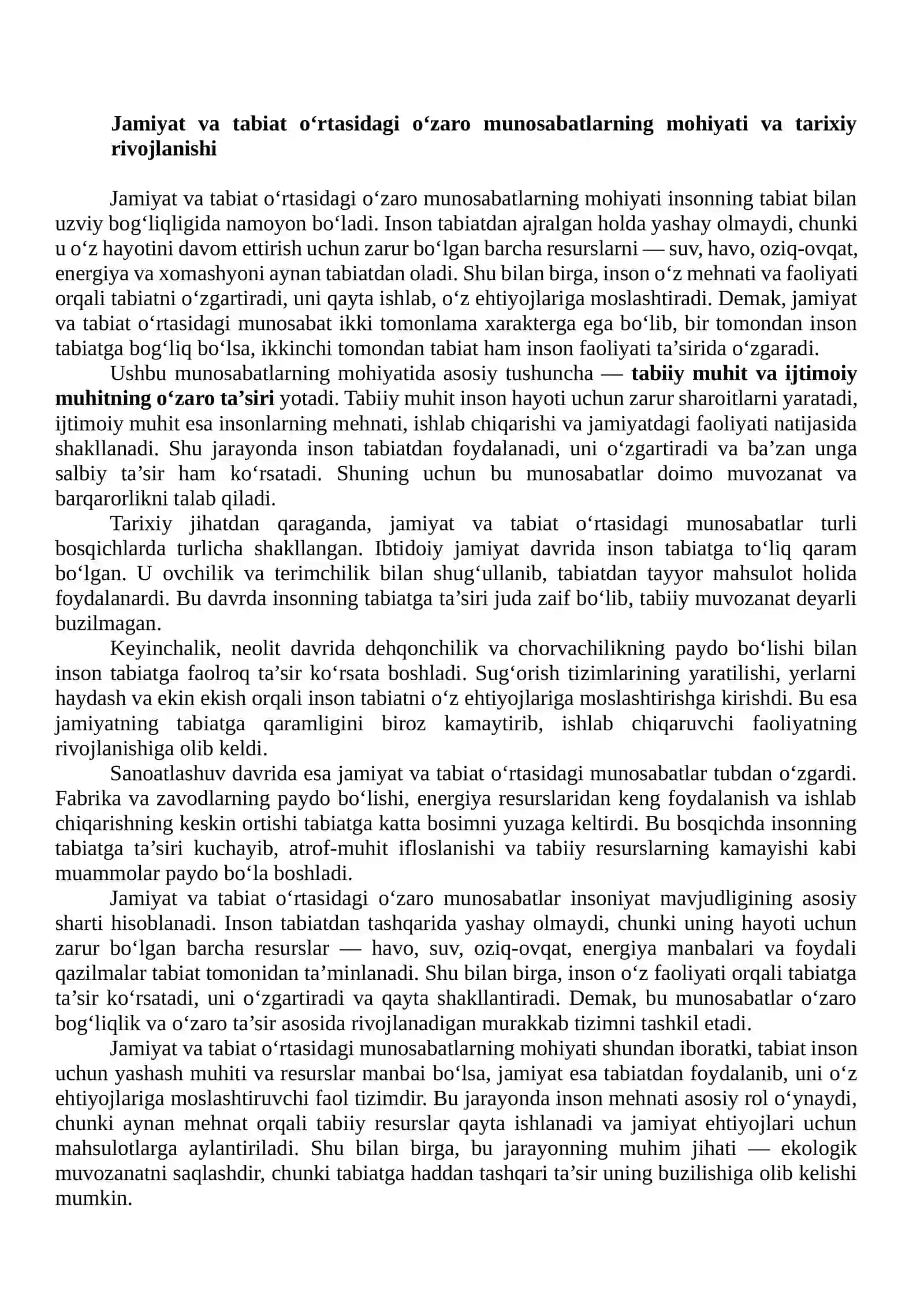 Jamiyat va tabiat ortasidagi ozaro munosabatlarni zamonaviy tushunchalari 3