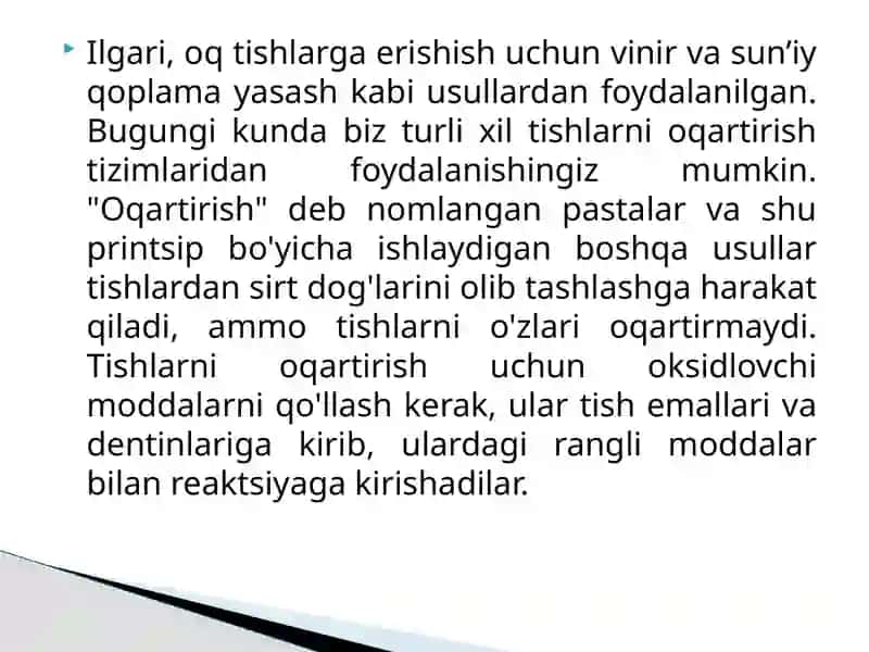 Tishlarni o'qartirish 3