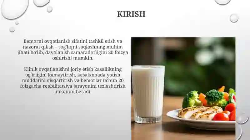 Bemorlarning ovqatlanishini tashkil qilish va sifatini nazorat qilish 3
