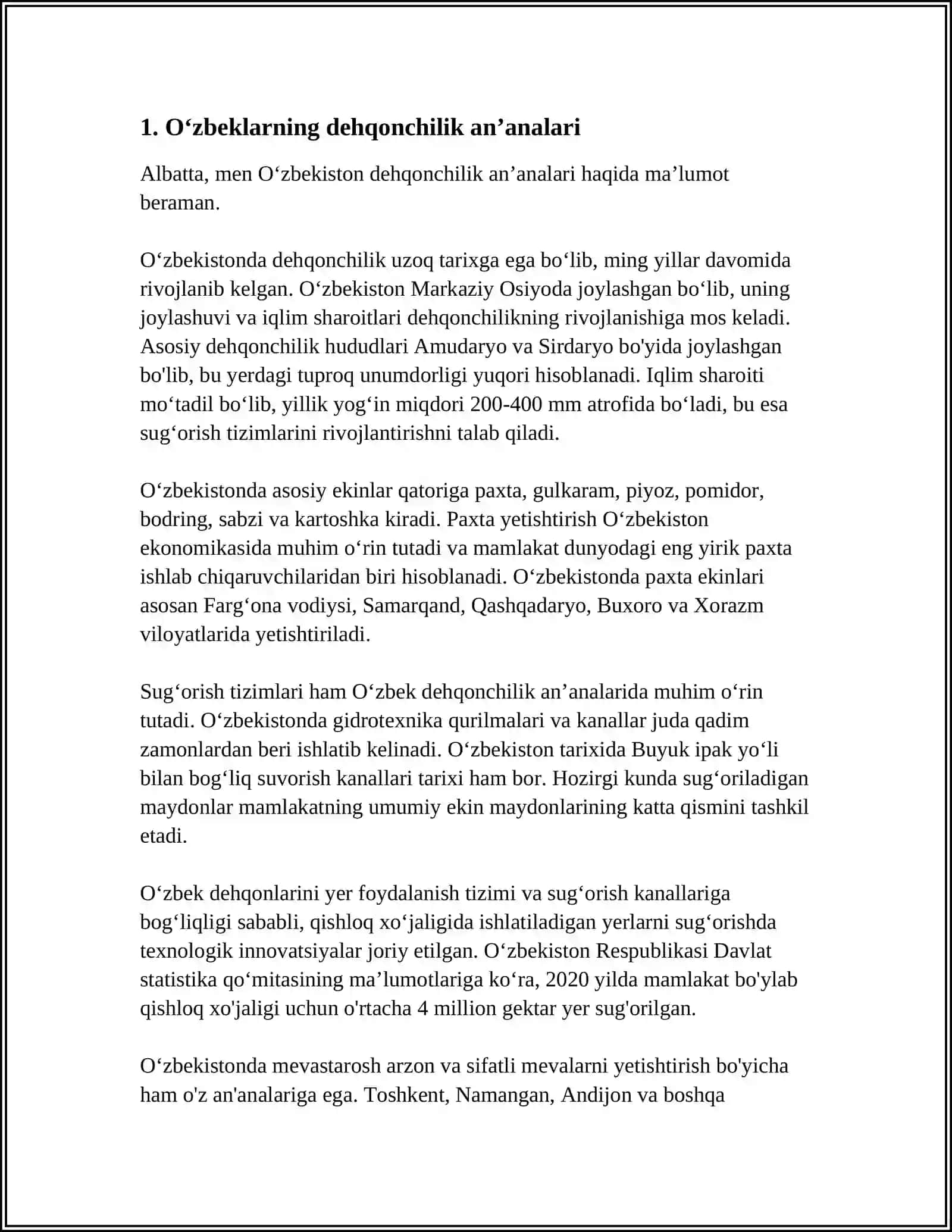 DUNYO XALQLARI VA O'ZBEKLARNING AN'ANAVIY MASHG'ULOTLARI,XO'JALIK FAOLIYATI 3