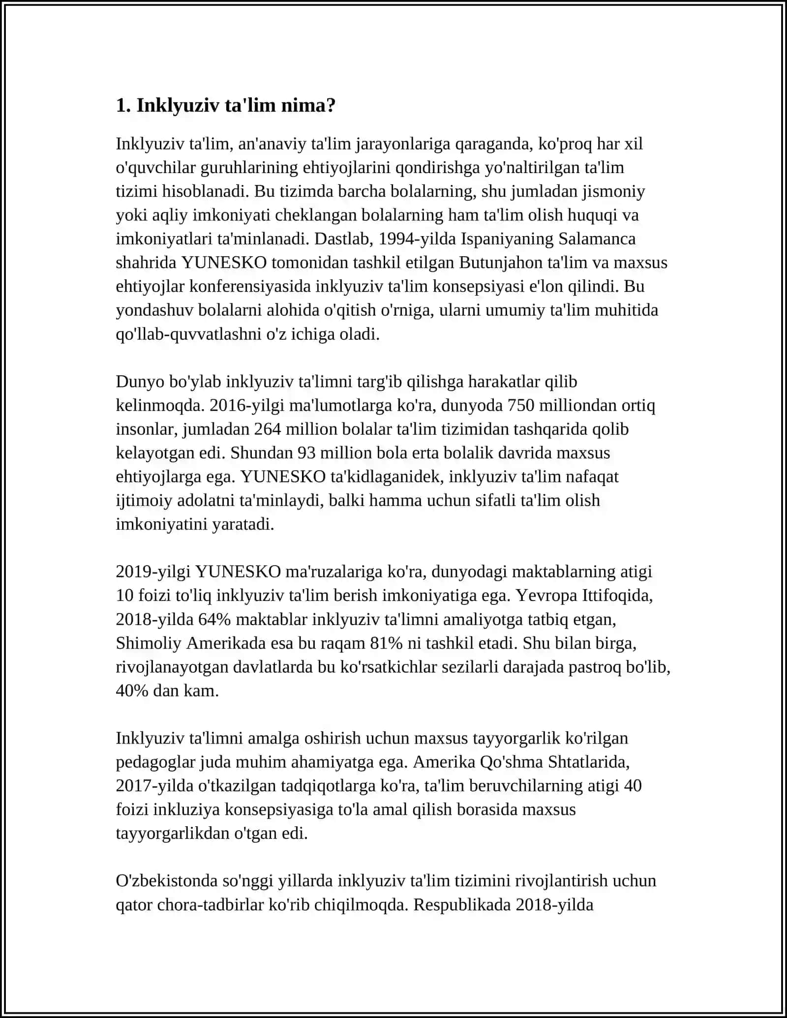 ESHITISHIDA NUQSONI BOR BOLALARGA INKLYUZIV TAʼLIM BERISH 3