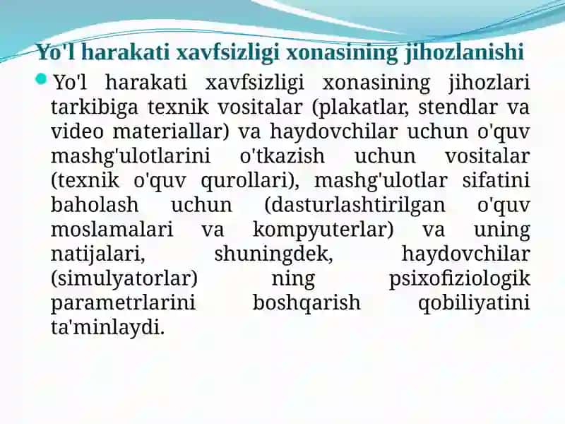 Yo'l harakatini xavfsizligini ta'minlashning uslubiy va texnik vositalari 3