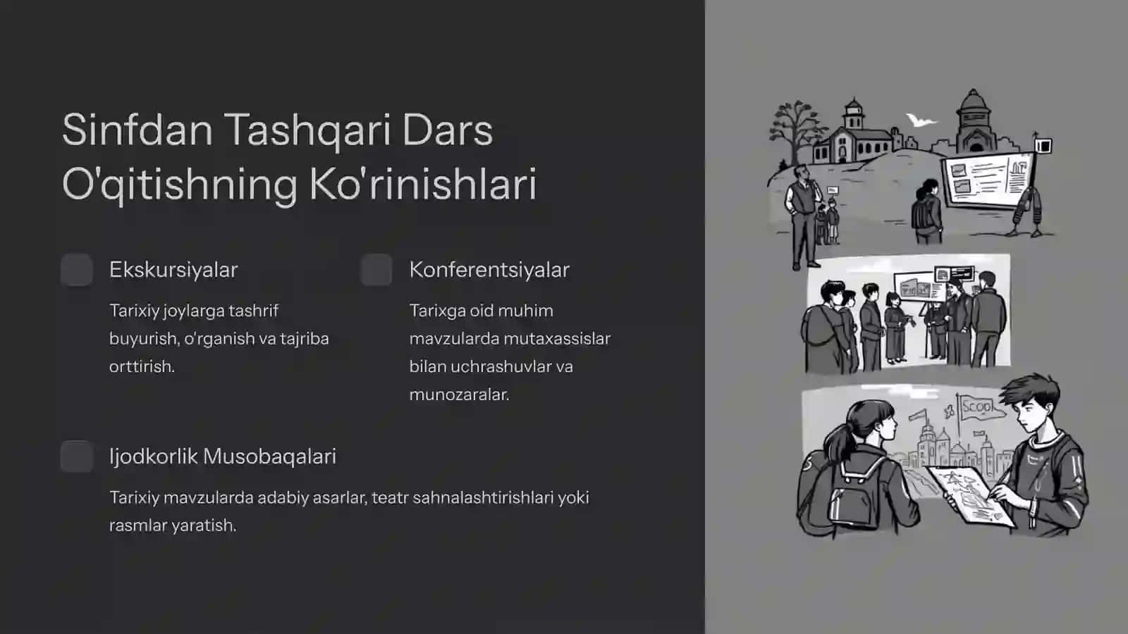 Tarixni O'qitishda Sinfdan Tashqari Dars O'qitish 3