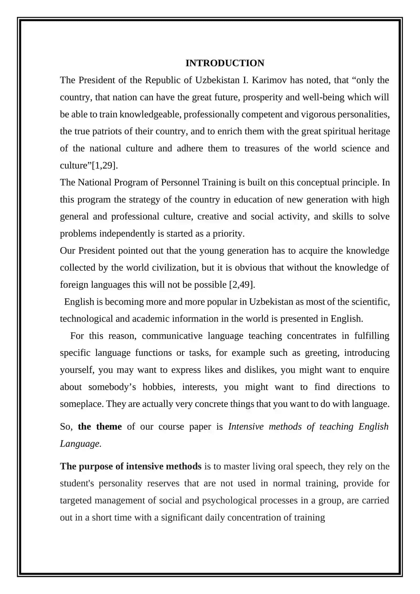 Intensive methods of teaching English Language 3