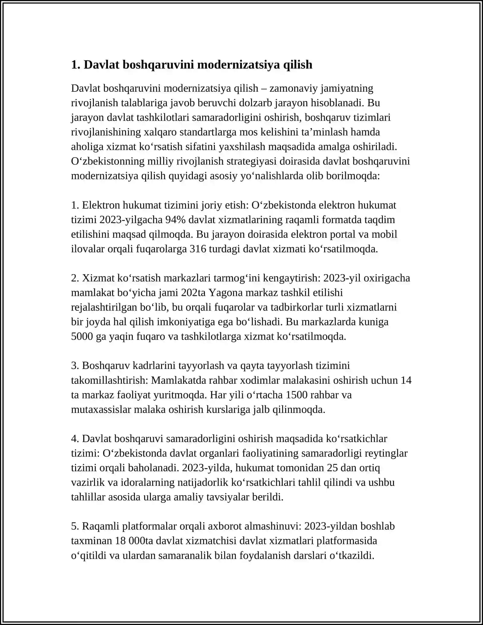 MUSTAQILLIK YILLARIDA DAVLAT BOSHQARUVI TIZIMIDA AMALGA OSHIRILGAN ISLOHOTLAR 3