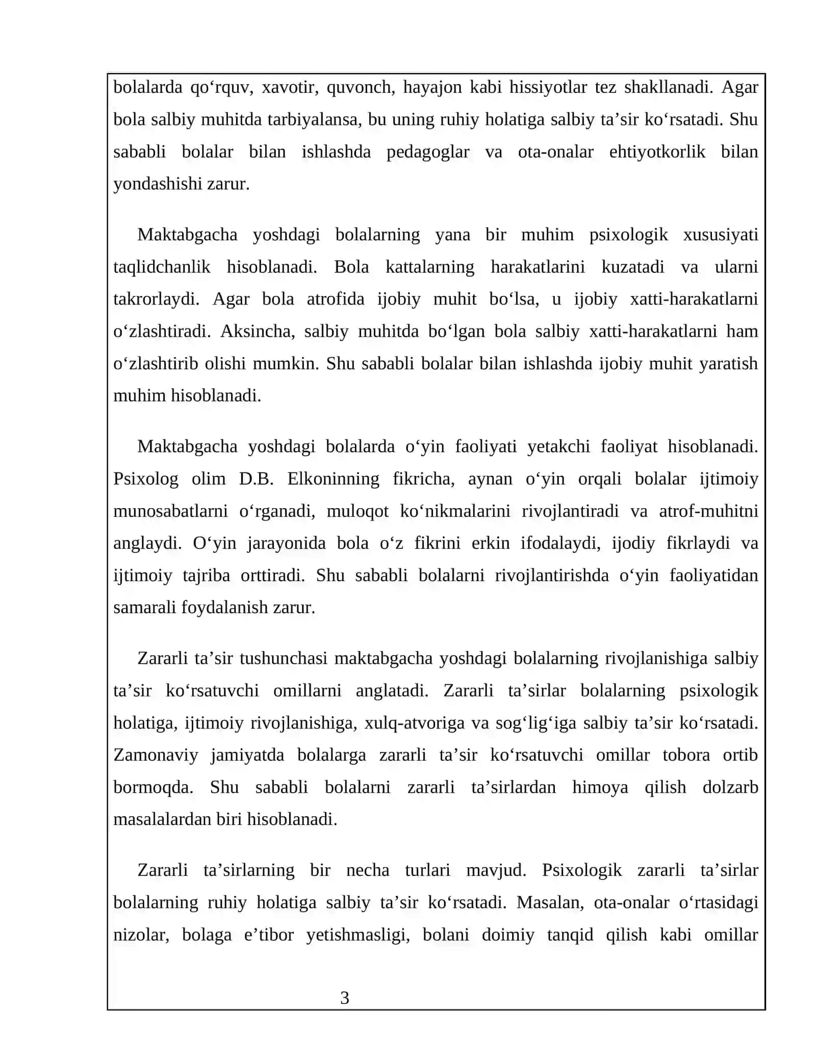 Bolalarni zararli ta’sirlardan himoya qilish va ularni ota-onalarga psixologik va uslubiy yordam ko‘rsatish 3