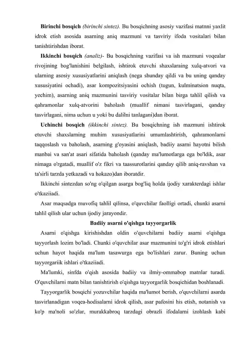 Boshlang'ich sinflarda badiiy asar ustida ishlash jarayoni 3