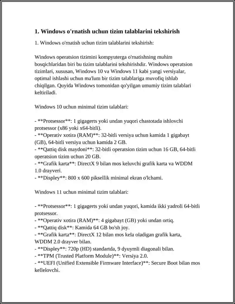 WINDOWS OPERATSION TIZIMINI KOMPYUTERGA ÕRNATISH 3