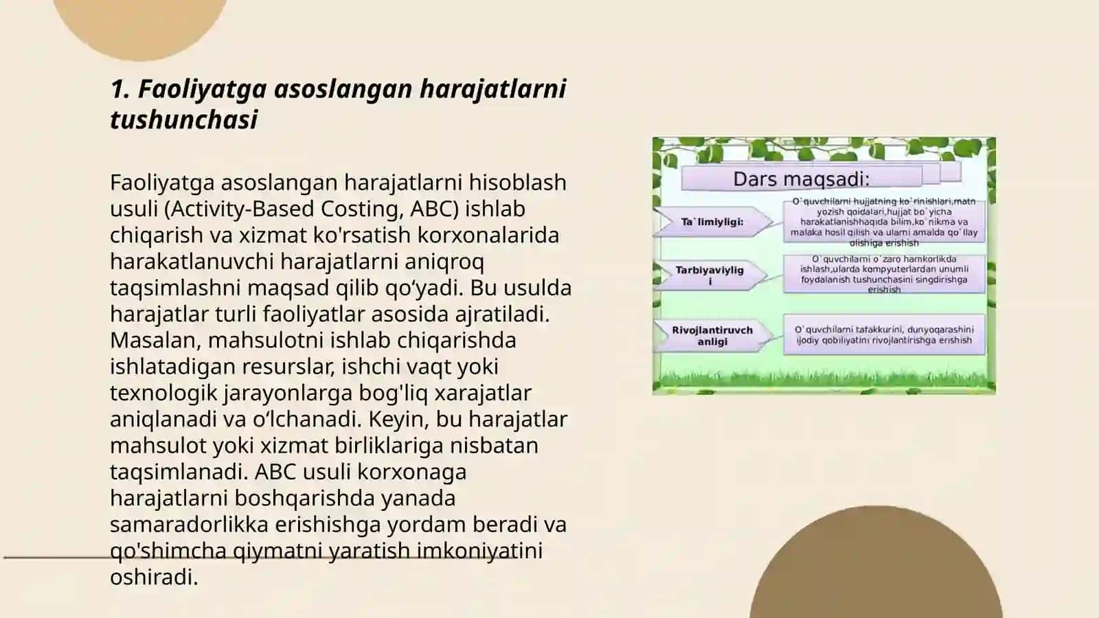 Faoliyatga asoslangan harajatlar 3