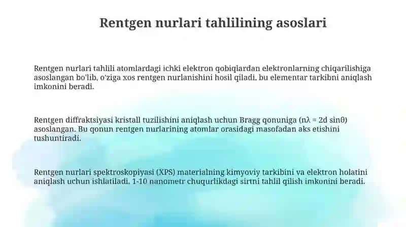 Rentgen nurlari tahlili asoslari va usullari 3