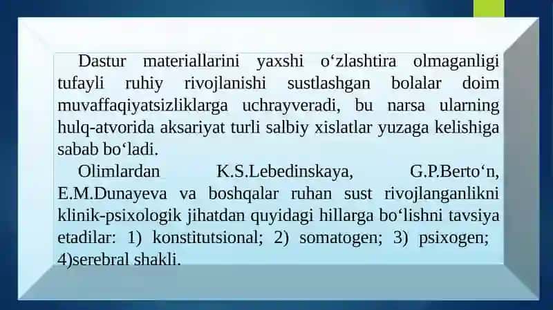RUHIY RIVOJLANISHI SUSTLASHGAN BOLALAR 3