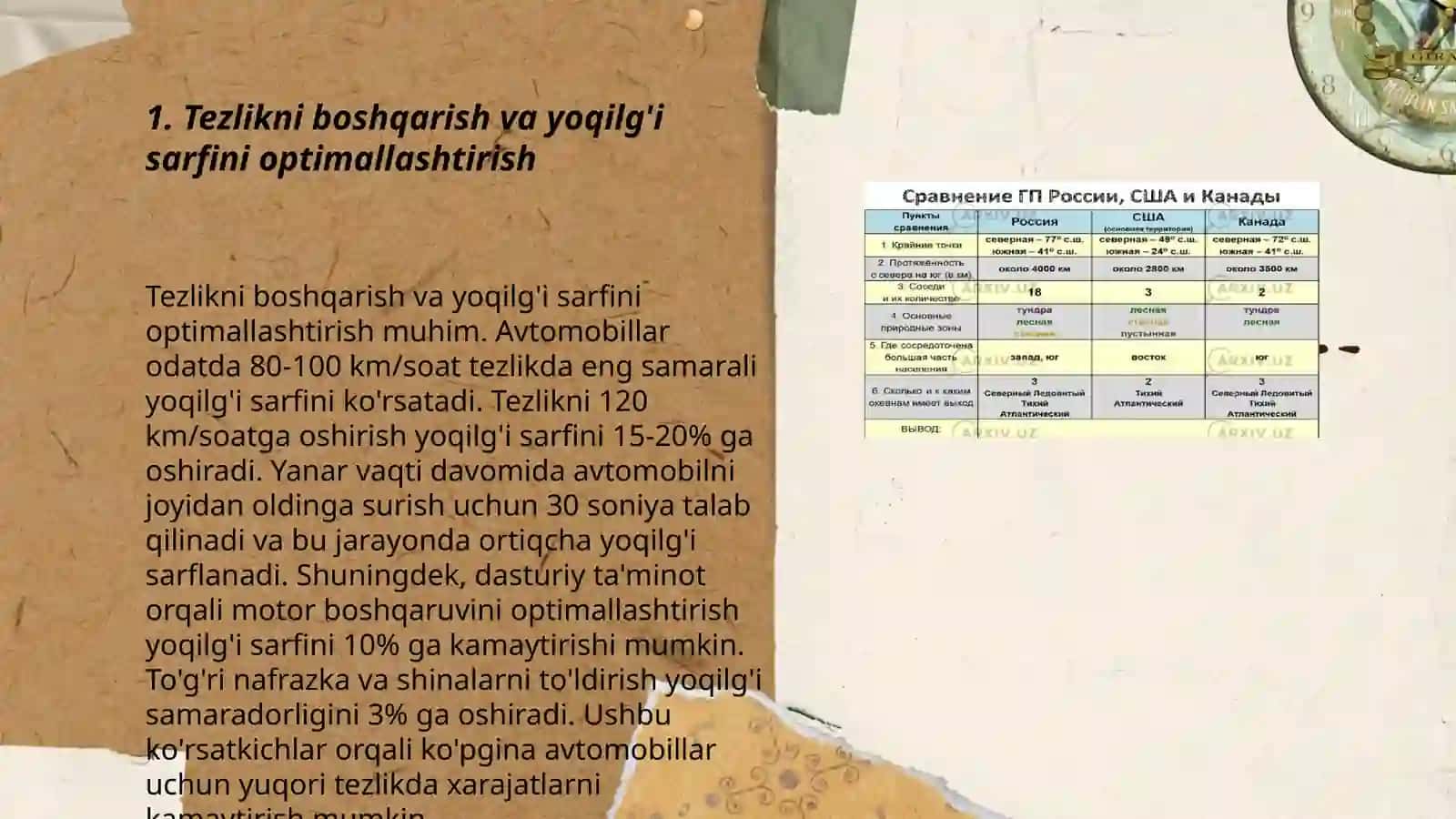 Yoqilg'i tejash va avtotransport xavfsizligini ta'minlash metodologiyasi 3