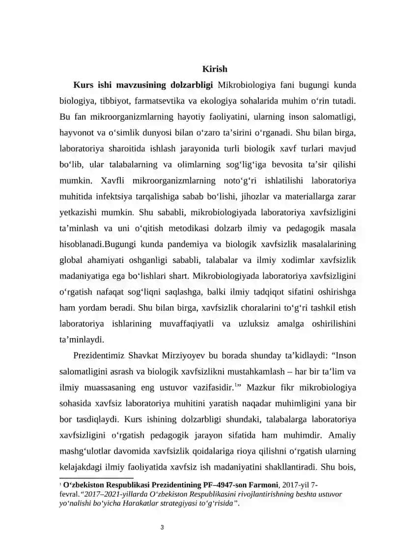 Mikrobiologiyada laboratoriya xavfsizligi bo‘yicha darslarni tashkil etish metodikasi 3