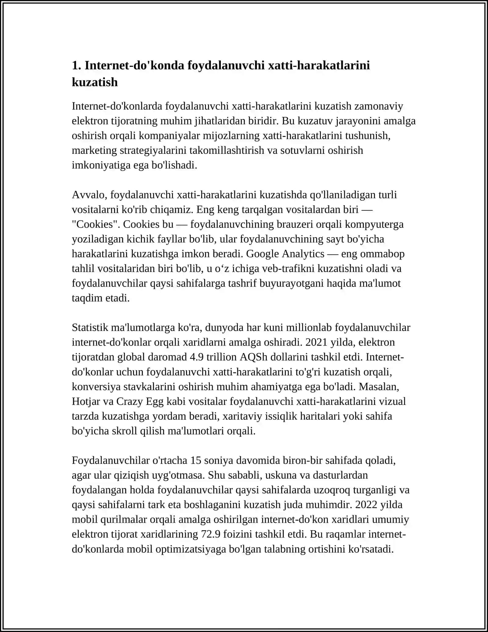 INTERNET-DO'KONDA FOYDALANUVCHI XATTI-HARAKATLARINI TAHLIL QILISH ASOSIDA TAVSIYALAR TIZIMINI ISHLAB CHIQISH 3