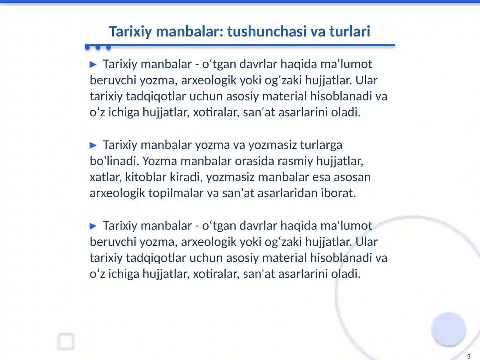 Tarixiy manbalarni turkumlash, tanlash va ilmiy tahlil qilishning umumiy yo‘l-yo‘riqlari 3