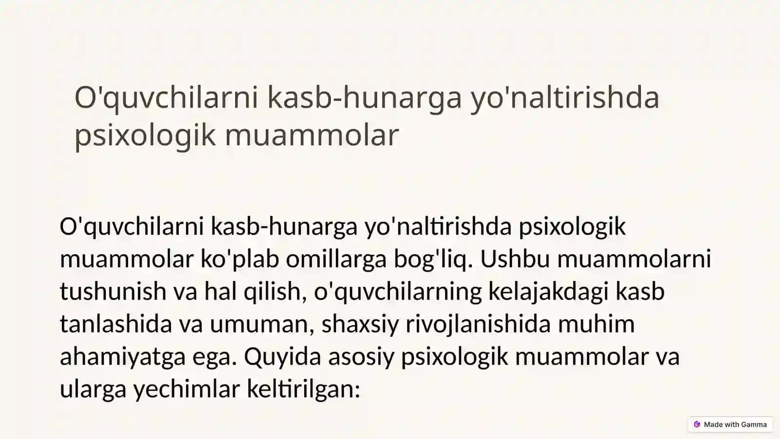 O'QUVCHILARNI KASB-HUNARGA YO'NALTIRISHDA PSIXOLOGIK MUAMMOLAR 3