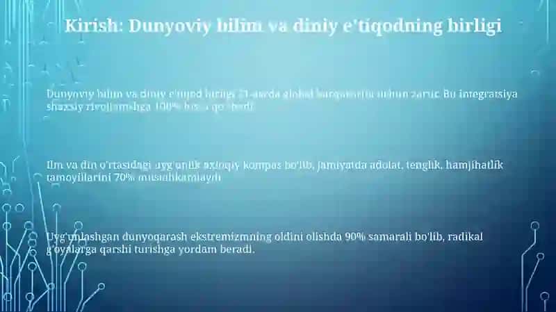 Dunyoviybilimlarvadiniyeʼtiqodbirligigaerishishningahamiyati 3