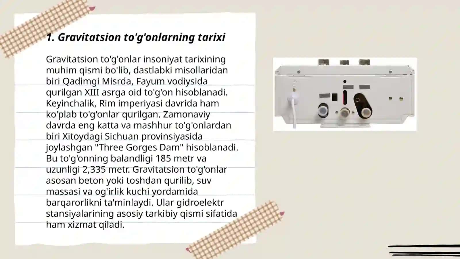 Gravitatsion tog'onlar ularning turlari va konstruksiyalari 3