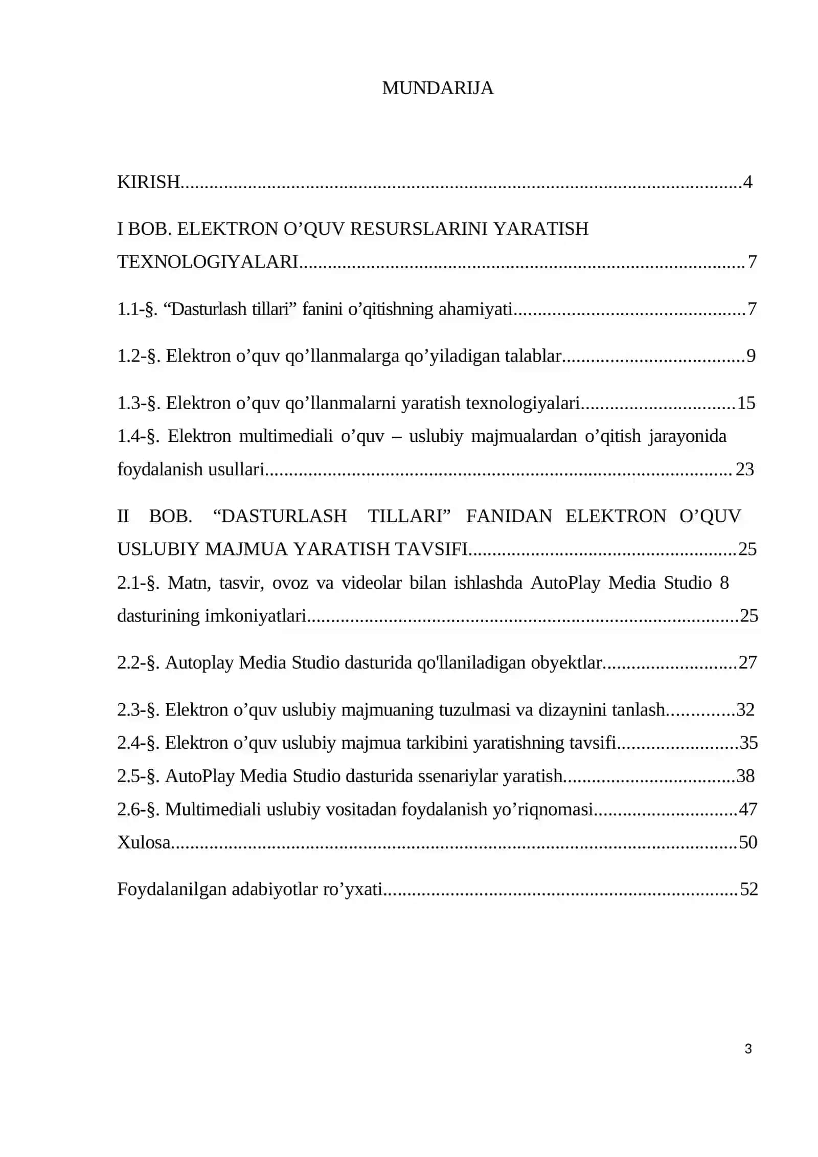 Dasturlash tillari fanidan multimediali elektrоn o’quv- uslubiy majmua yaratish 3