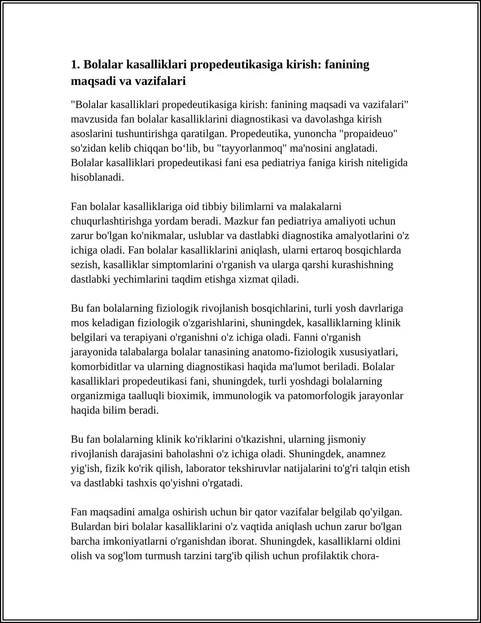 Bolalar kasalliklari propedeutikasiga kirish: fanining maqsadi va vazifalari 3