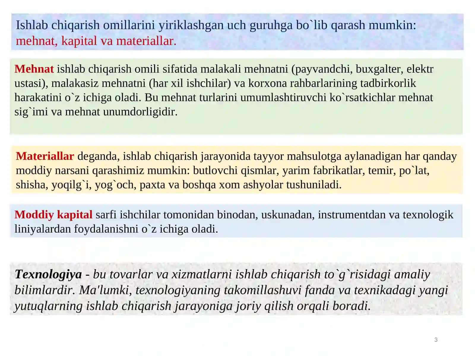 ISHLAB CHIQARISH NAZARIYASI ISHLAB CHIQARISH JARAYONI 3