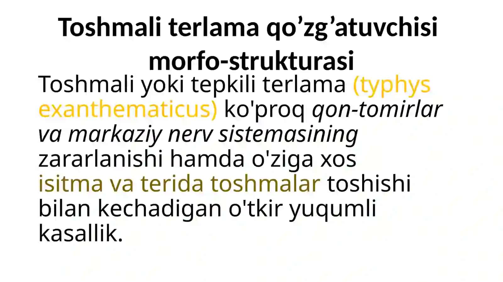 TOSHMALI TERLAMA(tif) KASALLIGINI QO’ZG’ATUVCHISI MORFOLOGIYASI, STRUKTURASI, TARQALGANLIGI, PATOGENLIGI, LABORATORIYA DIAGNOSTIKASI 3