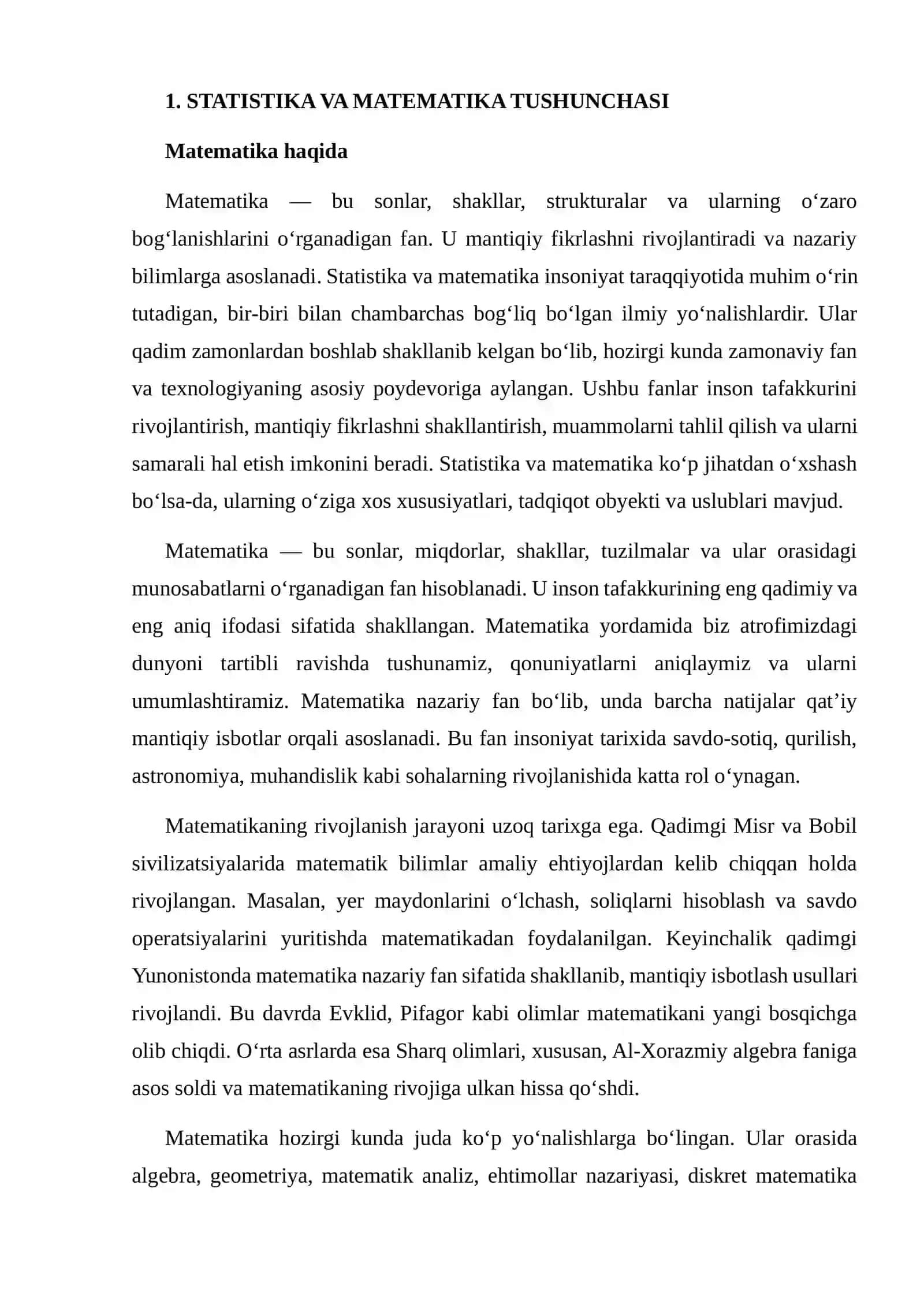 STATISTIKA VA MATEMATIKANING O‘XSHASHLIKLARI VA FARQLARI 3