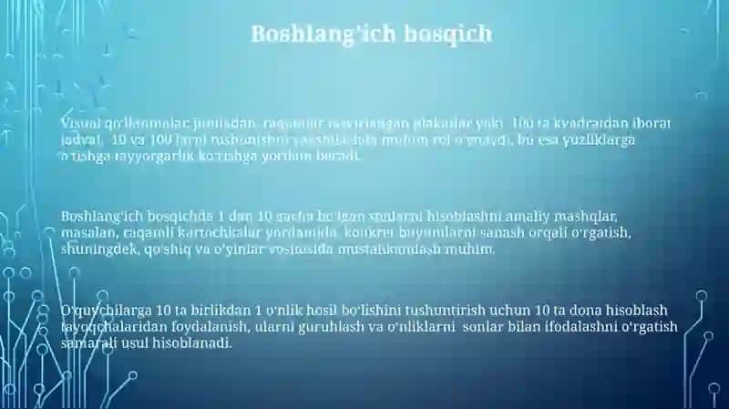 O'nlik yuzlik konsentrida nomerlashga o'rgatish metodikasi 3