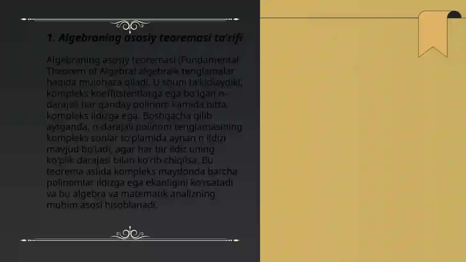 Algebraning asosiy teoremasi 3