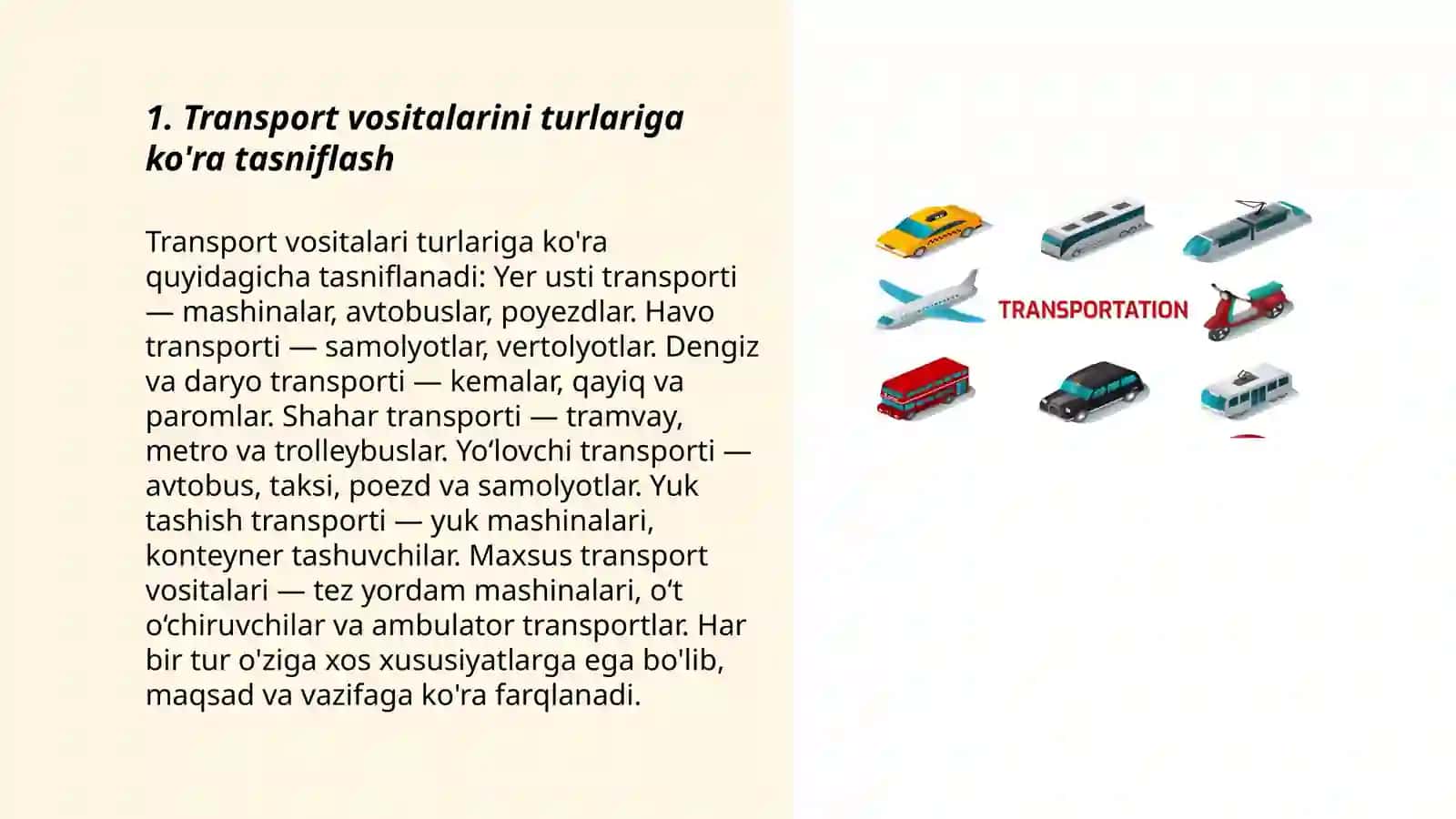 Transport vositalarini tasniflash metodikasi 3