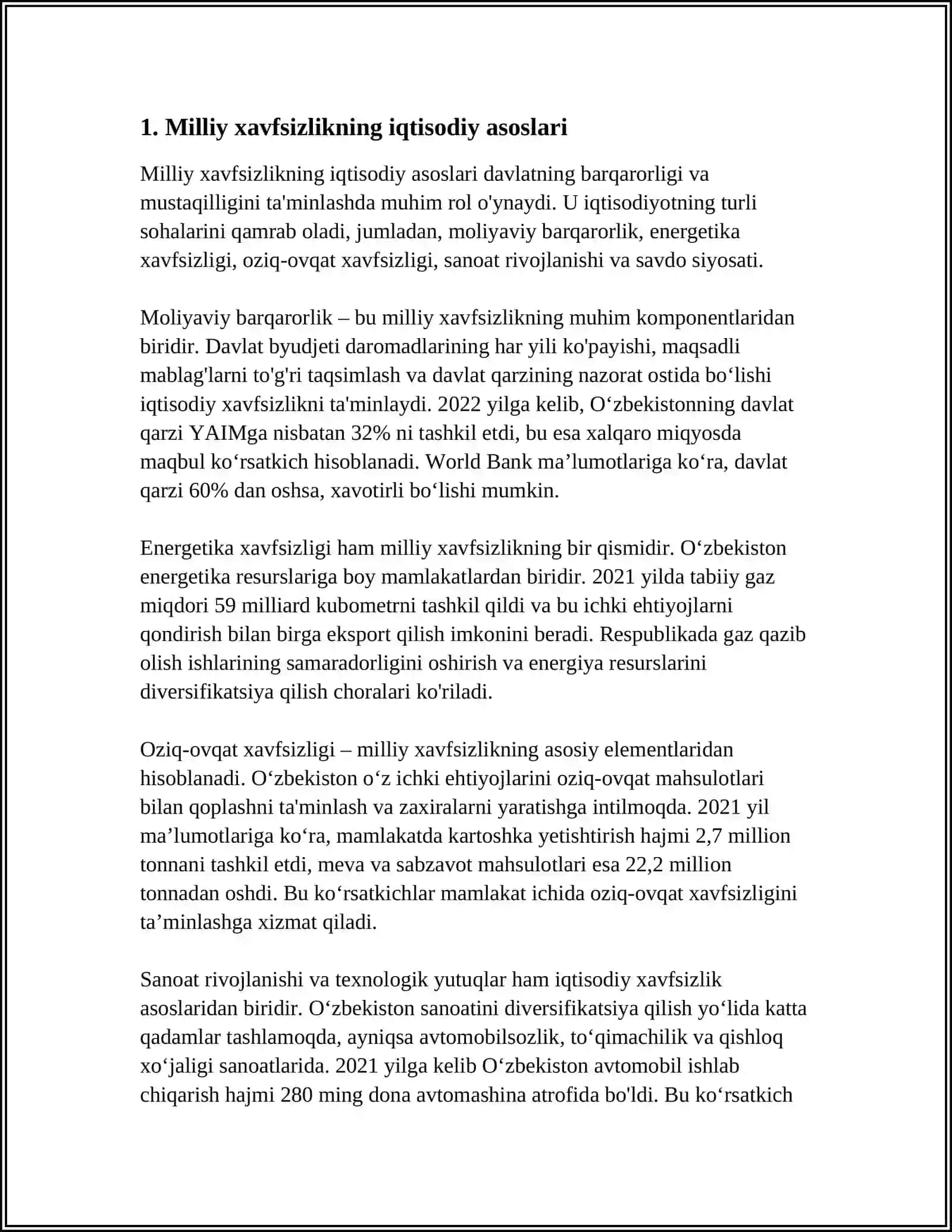MILLIY XAVFSIZLIKNI TA’MINLASHDA IQTISODIY BARQARORLIKNI TA’MINLASH BORASIDA AMALDAGI ISHLAR 3