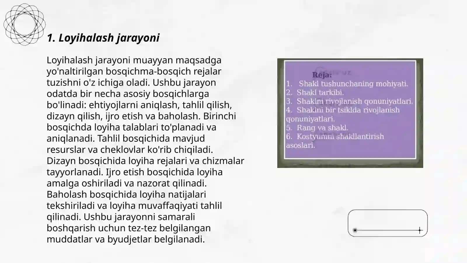 Loyihalash va modellashtirish badiiy qurish yasash 3