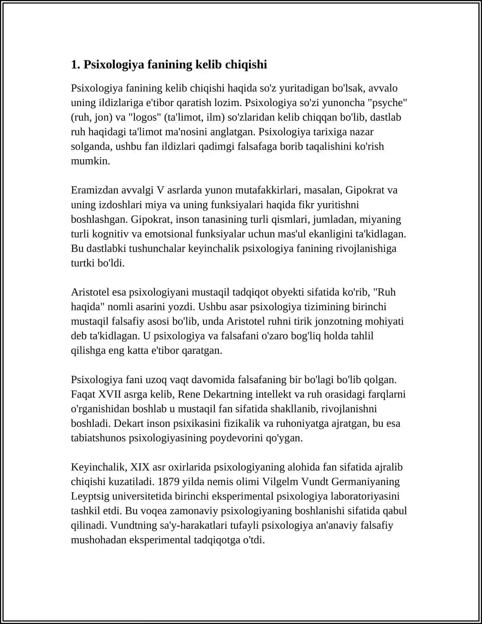 PSIXOLOGIYA FAN SIFATIDA. PSIXOLOGIYANING RIVOJLANISH TARIXI 3