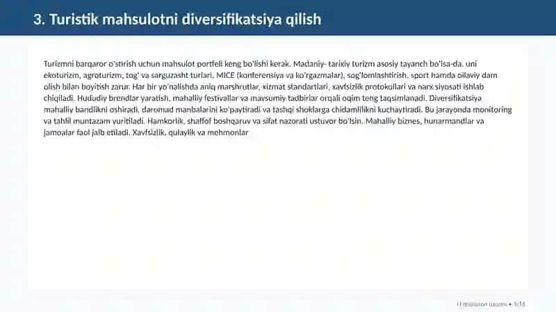 O`zbekistond turizmni rivojlantirish istiqbollari 3