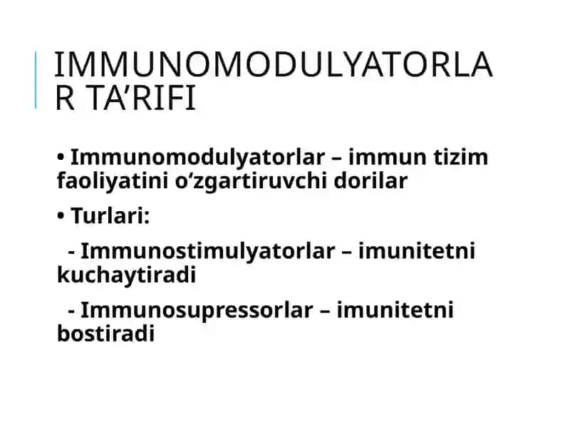 Immuntizimiga ta'sir etuvchi dorivositalari. Vitaminlar 3