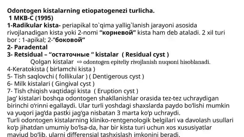 Jag`suyaklarining odontogen epitelial kistalari 3