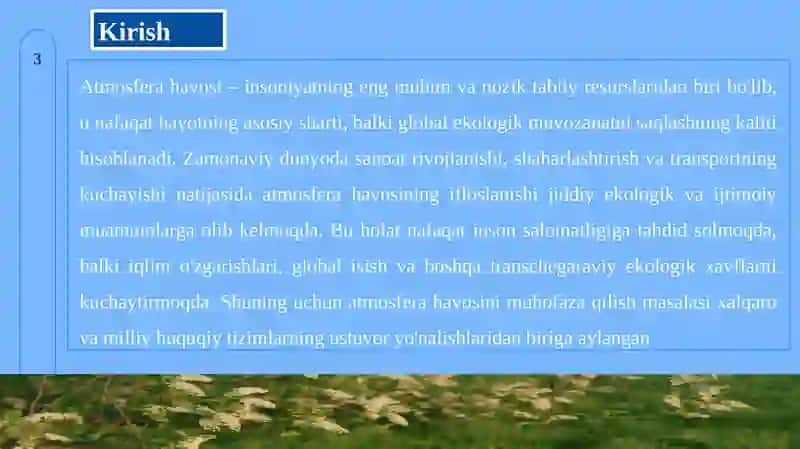 ATMOSFERA HAVOSINI MUHOFAZA QILISHNING HUQUQIY TARTIBI 3