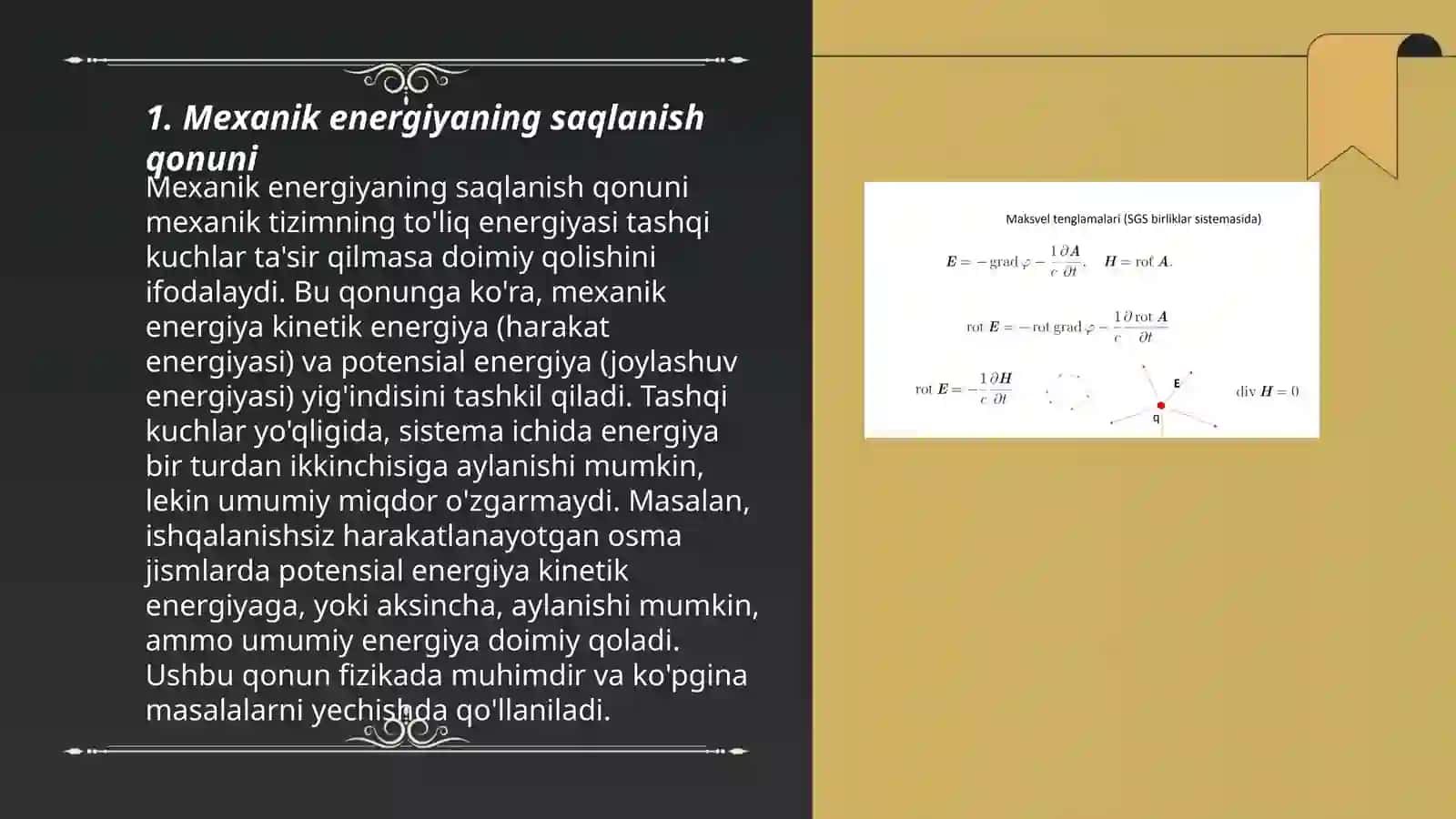 Klassik mexanikda saqlanish qonunlari va kosmik tezliklar 3