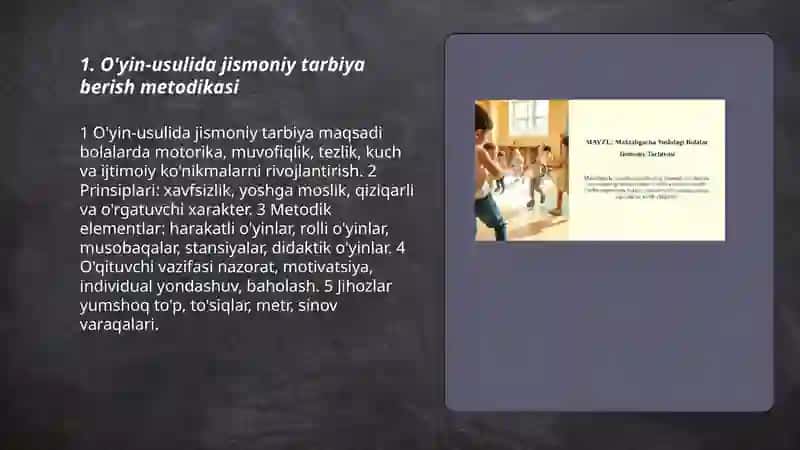 Maktabgacha talim tashkilotlarida jismoniy tarbiya berish usullari 3
