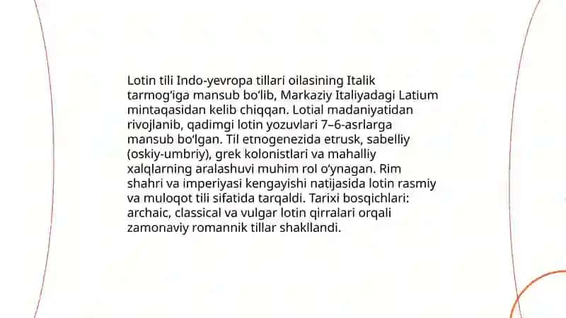 Lotin tili tarixi. Zamonaviy tillarda lotinshunoslik. 3