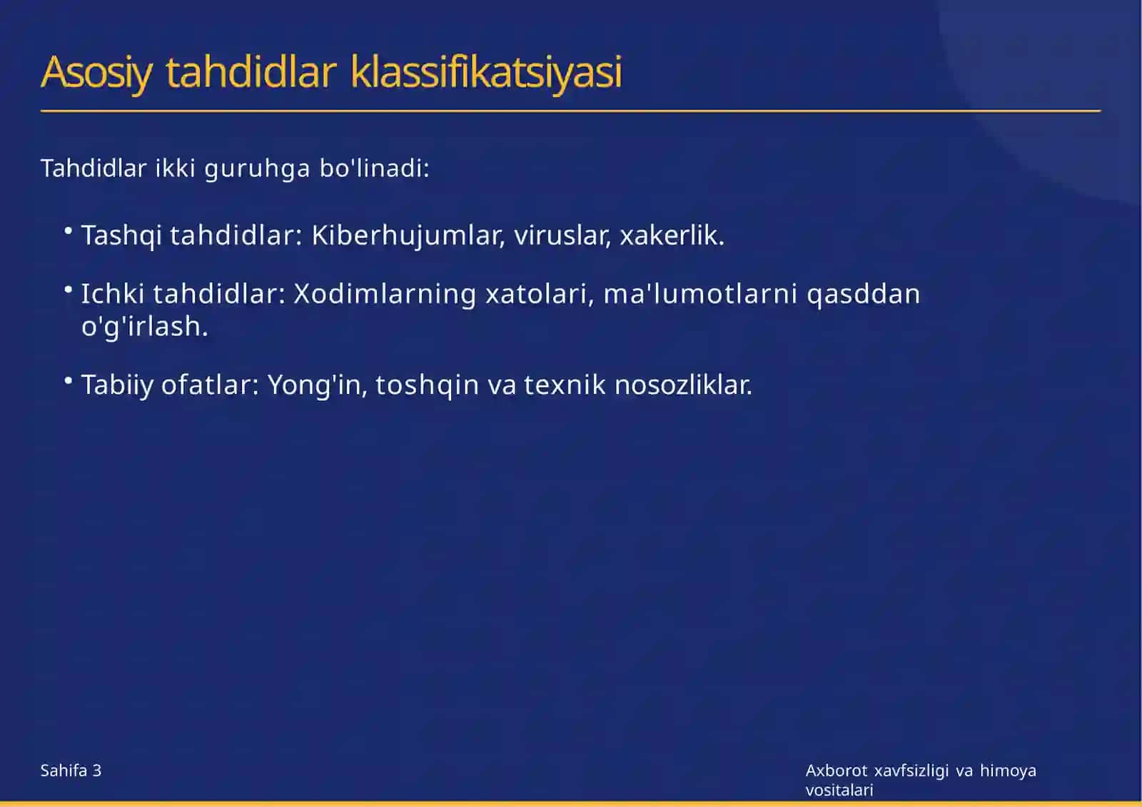 Axborot xavfsizligi va himoya vositalari 3
