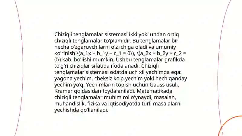 Chiziqli tenglamalar sistemasini yechishning Kramer Gauss va matritsalar usuli bir jinsli chiziqli tenglamalar sistemasini yeching 3
