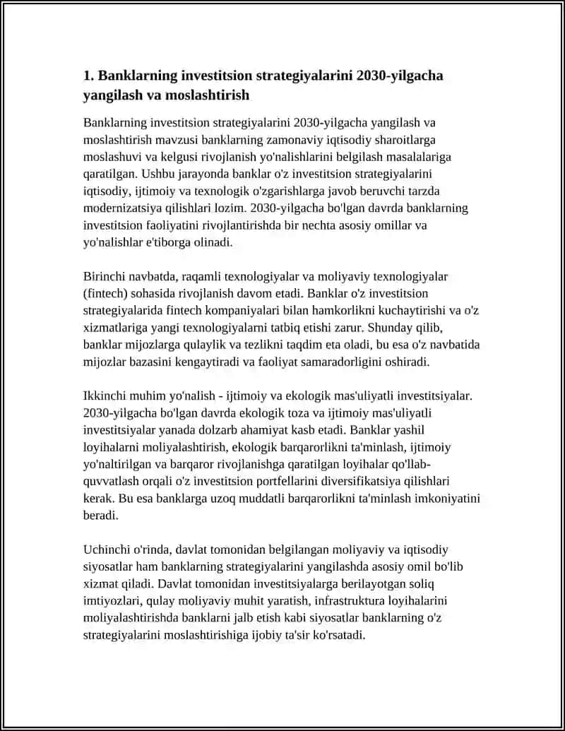 BANKLARNING INVESTITSION FAOLIYATINI RIVOJLANTIRISH (2030-YILGACHA) 3