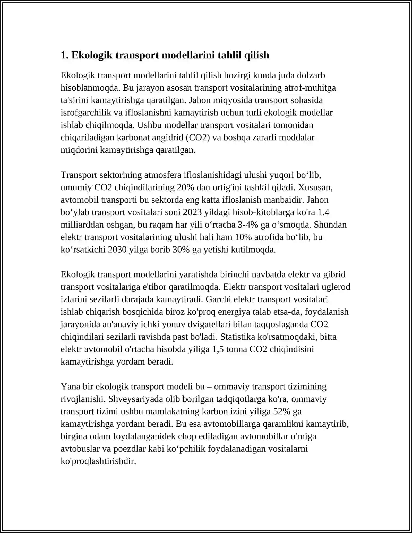 EKOLOGIK TOZA TRANSPORT TURLARINI TAKOMILLASHTIRISH 3
