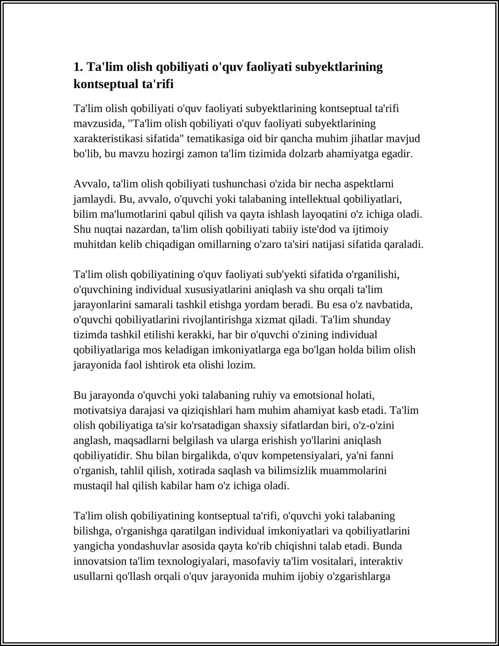 TA‘LIM OLISH QOBILIYATI O‘QUV FAOLIYATI SUB‘EKTLARINING XAREKTERISTIKASI SIFATIDA 3