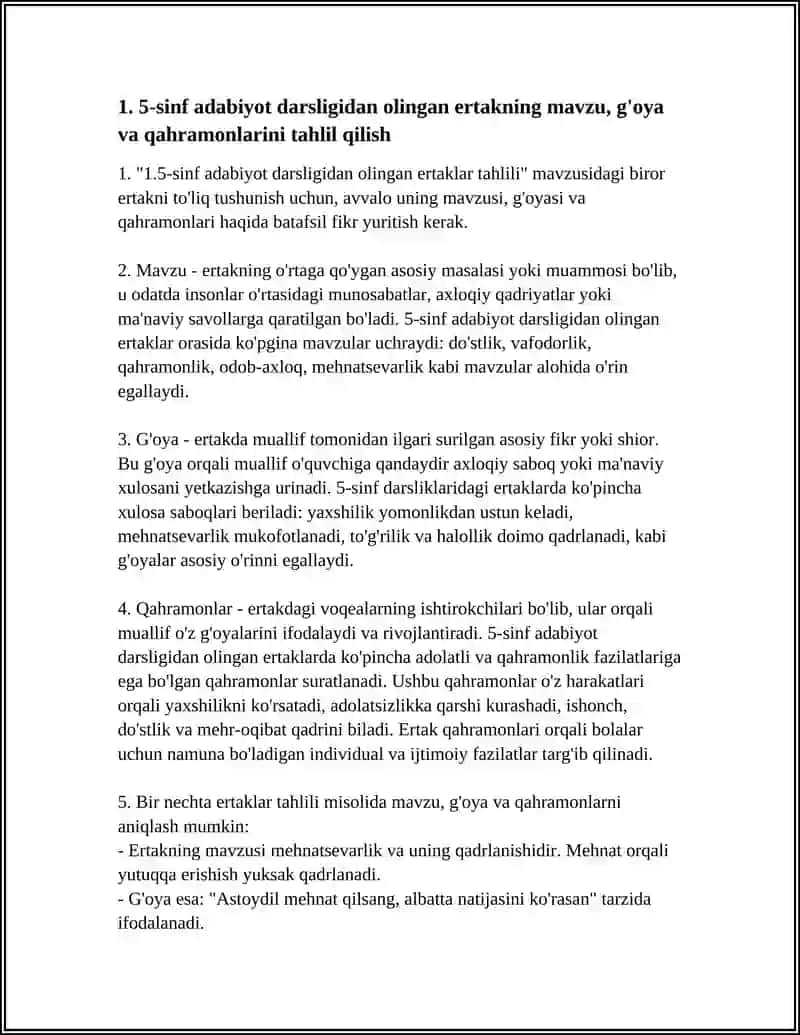 5-SINF ADABIYOT DARSLIGIDAN ADABIY ASARLAR TAHLILI 3