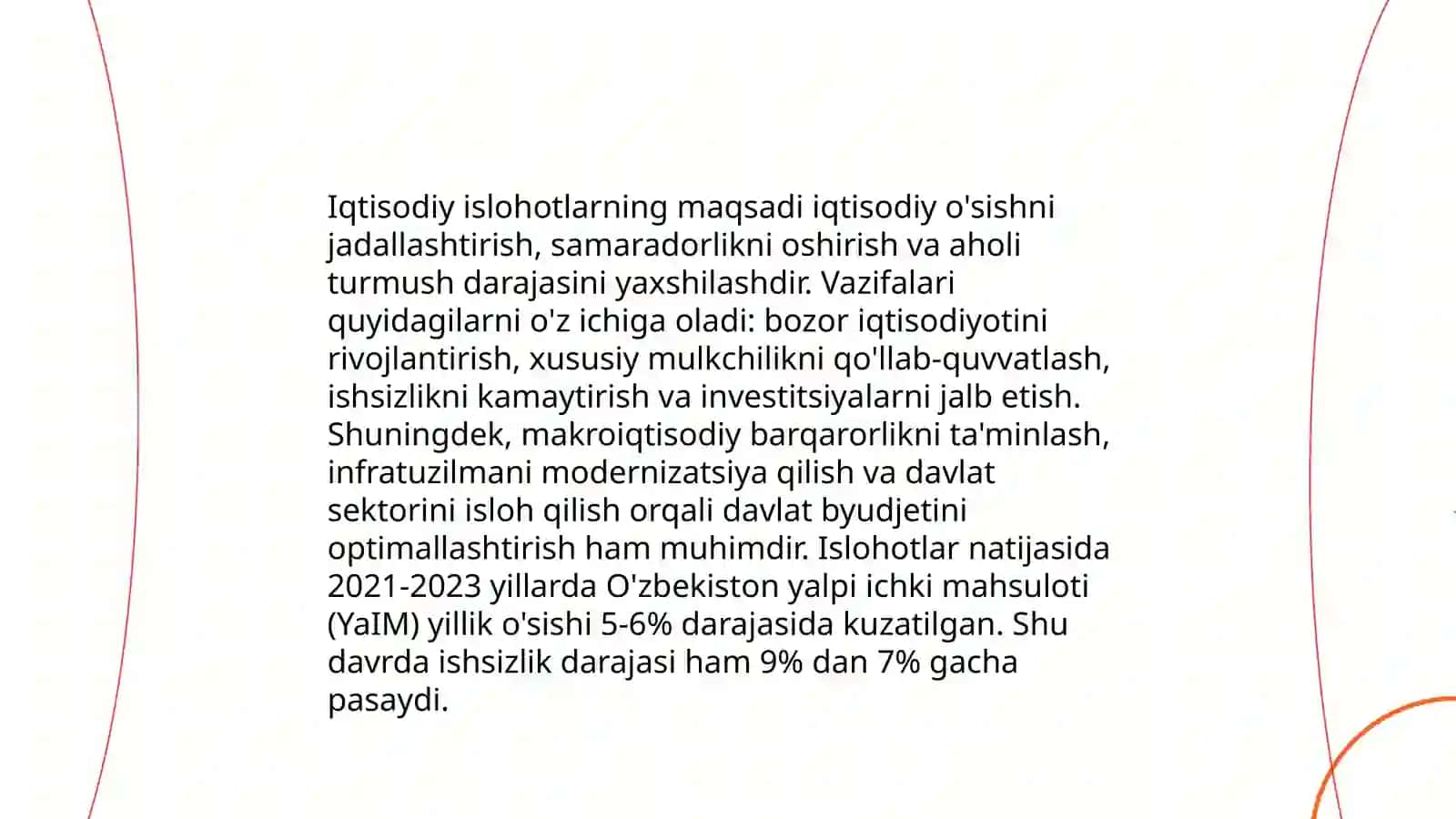 Iqtisodiy islohatlar.xususiy mulkchilikning shakllanishi. O'zbekiston bozor munosabatlarining rivojlanishi 3